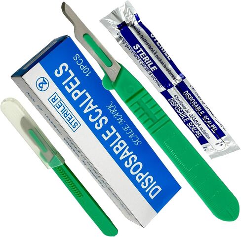 Individually Foil Wrapped Sterile Dispoable Scalpel #15, 10/Pack - Plastic Handle Graduated (0cm to 6cm) (5) in Saudi Arabia