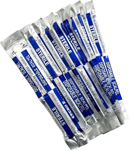 Individually Foil Wrapped Sterile Dispoable Scalpel #15, 10/Pack - Plastic Handle Graduated (0cm to 6cm) (5) in Saudi Arabia