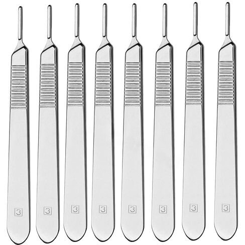 Scalpel Handle Flat Design, Plain with Grip Grooves - Stainless Steel Scalpel Handle - for Taxidermy, Crafts, Wood Carving, Wax Carving, and More. Blades Not Included (10, Handle #3) in Saudi Arabia