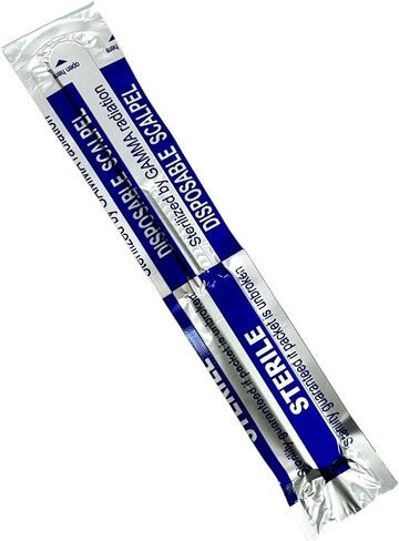 Sterile #11 Disposable Scalpels with Plastic Handle and Measuring Ruler Feature (0cm to 6cm) Individually Foil Wrapped (1) in Saudi Arabia