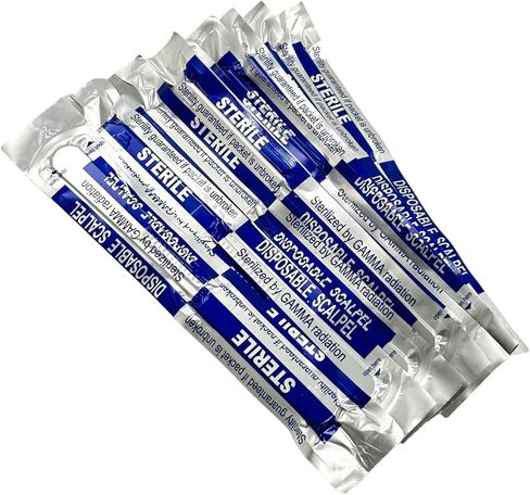 Sterile #11 Disposable Scalpels with Plastic Handle and Measuring Ruler Feature (0cm to 6cm) Individually Foil Wrapped (1) in Saudi Arabia