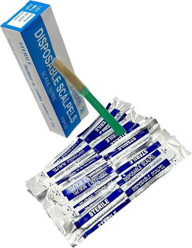 Sterile #11 Disposable Scalpels with Plastic Handle and Measuring Ruler Feature (0cm to 6cm) Individually Foil Wrapped (1) in Saudi Arabia