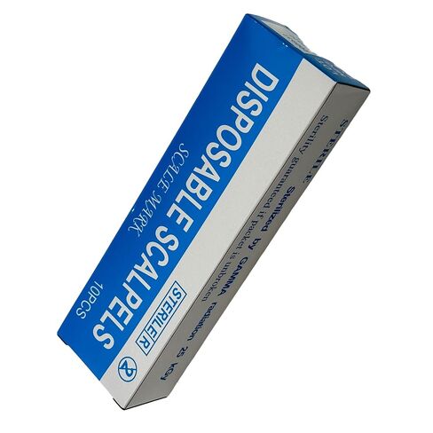 Sterile #11 Disposable Scalpels with Plastic Handle and Measuring Ruler Feature (0cm to 6cm) Individually Foil Wrapped (4) in Kuwait