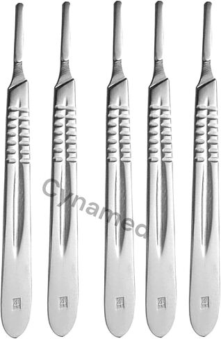 Scalpel Handle Flat Design, Plain with Grip Grooves - Stainless Steel Scalpel Handle - for Taxidermy, Crafts, Wood Carving, Wax Carving, and More. Blades Not Included (10, Handle #3 + Handle #4) in Saudi Arabia