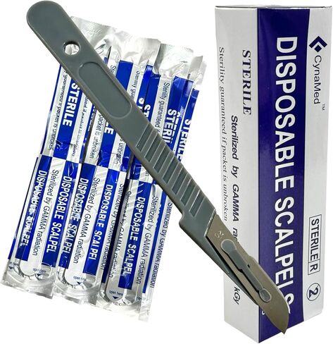 Scalpel يمكن التخلص منها 20 ، حزمة من 10 شفرات Dermaplaning يمكن التخلص منها مع مقبض بلاستيكي ، شفرات مشرط #20 ، شفرات الجلد الصلب الكربوني. ملفوف بشكل فردي ● صندوق من 10 (4) in Saudi Arabia