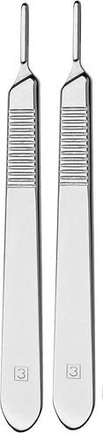 Scalpel Handle Flat Design, Plain with Grip Grooves - Stainless Steel Scalpel Handle - for Taxidermy, Crafts, Wood Carving, Wax Carving, and More. Blades Not Included (2, Handle #3) in Saudi Arabia