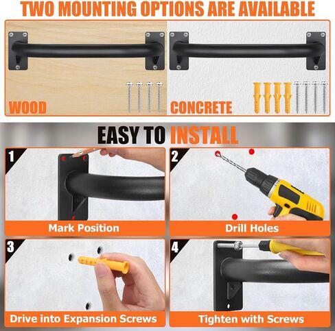 Tobwolf 2pcs الحائط جبل جبل السحب لأعلى ، التدريب على القوة الثقيلة الذقن قضبان ، إطار الباب السحب قضبان السقف مثبتة ، سميكة الصلب الشنق الشنق in Saudi Arabia