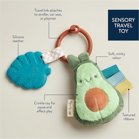 Itzy Ritzy Infant Toy & Teether - تتضمن لعبة Itzy Pal Baby Beaby Beaby Toy Lovey و Grinkle Sound و Mybons و Silicone Teother للمولود الجديد (Pickle) in Saudi Arabia