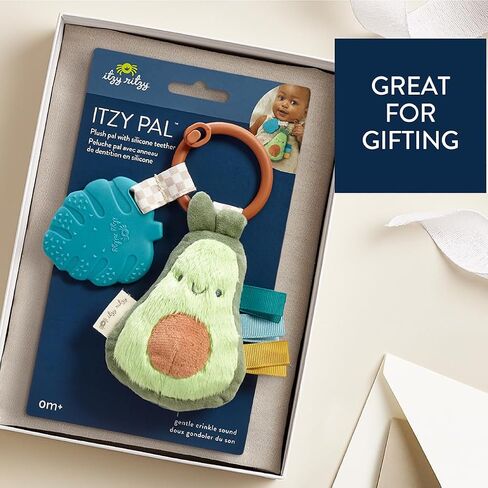 Itzy Ritzy Infant Toy & Teether - تتضمن لعبة Itzy Pal Baby Beaby Beaby Toy Lovey و Grinkle Sound و Mybons و Silicone Teother للمولود الجديد (Pickle) in Saudi Arabia