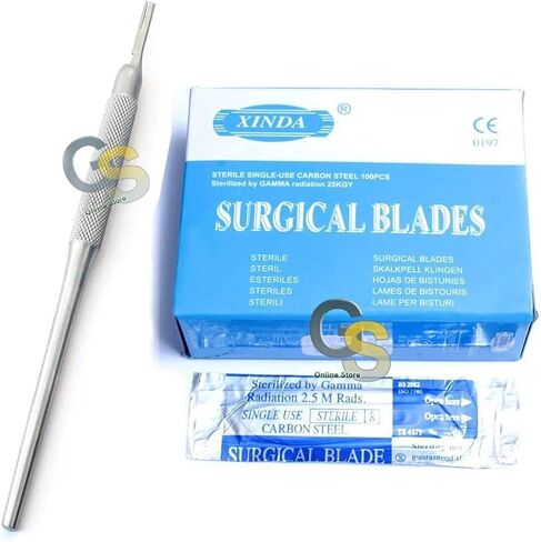 G.S 100 Scalpel Sterile Blades #11 with Free Round Scalpel Handle #3 in Saudi Arabia