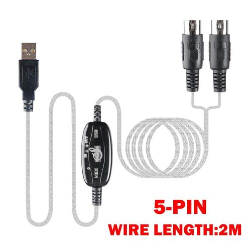 2Pcs USB in-Out MIDI Interface 6.6ft / 2m Cable Converter Compatible with PC Music Keyboard Adapter Cord in Saudi Arabia