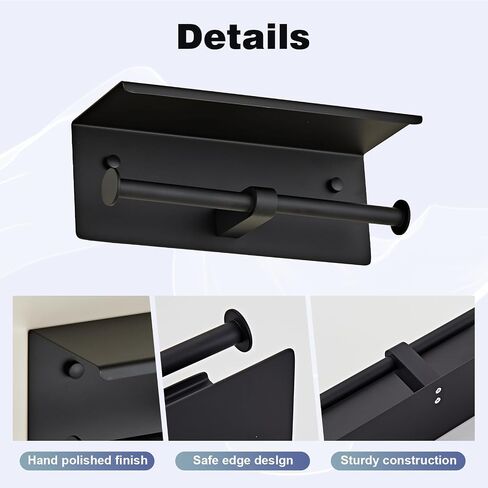 Toilet Paper Holder, NEWRAIN Double Bathroom Toilet Paper Roll Holder with Shelf, Stainless Steel Wall Mounted RV Tissue Roll Holder, Matte Black Commercial Farmhouse Toilet Paper Dispenser in Kuwait