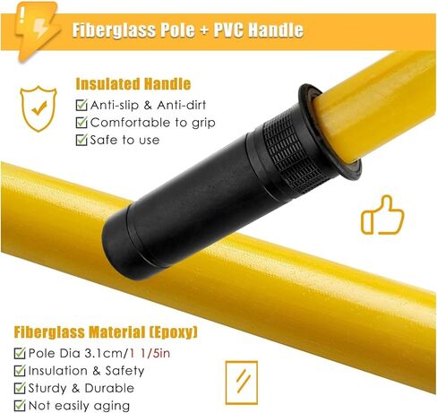 High Voltage Emergency Rescue Sticks, Lightweight Body Rescue Hook 6 FT Insulated 3 5 10ft Long, 10kV 35kV 110kV 220kV Commercial Anti-electrocution Lifeguard Rod Kit(Size:1.8m/5.9ft,Color:yellow) in Saudi Arabia