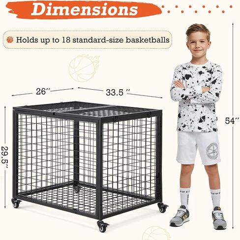 تخزين Cart Ball Aecojoy ، صندوق كرة السلة المتداول مع عجلات للجراج والمدارس والصالة الرياضية والمعدات الرياضية ومنظم الألعاب ، داخلي وخارجي in Kuwait