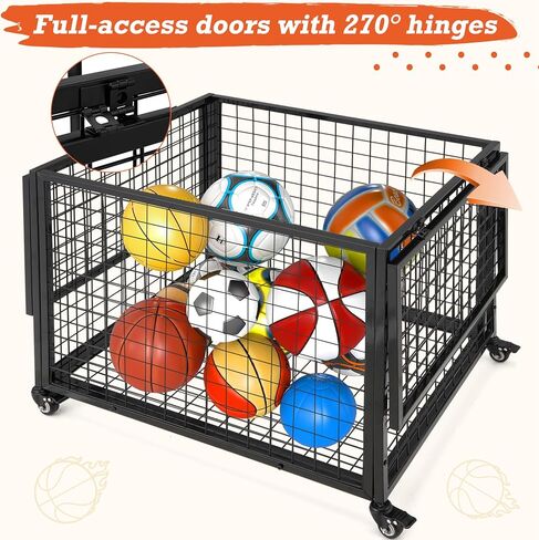 تخزين Cart Ball Aecojoy ، صندوق كرة السلة المتداول مع عجلات للجراج والمدارس والصالة الرياضية والمعدات الرياضية ومنظم الألعاب ، داخلي وخارجي in Kuwait