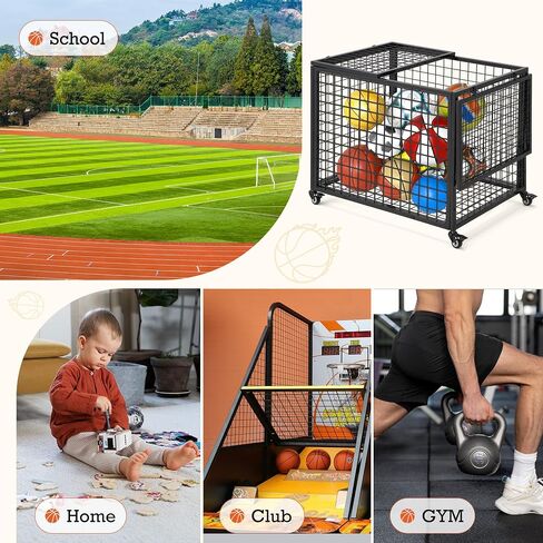 تخزين Cart Ball Aecojoy ، صندوق كرة السلة المتداول مع عجلات للجراج والمدارس والصالة الرياضية والمعدات الرياضية ومنظم الألعاب ، داخلي وخارجي in Kuwait