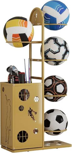 Vertical Basketball Storage Rack Easy to Assemble Sports Ball Storage Solution for Garage or Outdoor Use Space Saving Design (6 layers) in Saudi Arabia