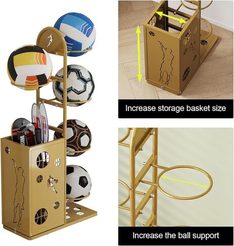 Vertical Basketball Storage Rack Easy to Assemble Sports Ball Storage Solution for Garage or Outdoor Use Space Saving Design (6 layers) in Saudi Arabia