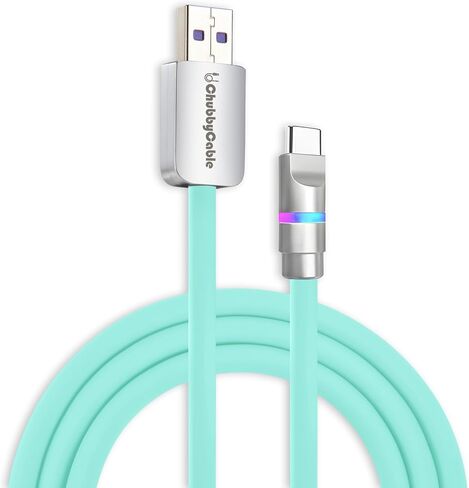 chubbycable 100W USB C to C Charge Cable with LED Light, Green, 6.6 FT in Saudi Arabia