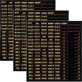 3 أوراق/387pcs تسميات قاطع الدائرة ، ملصقات صندوق الصمامات الكهربائية المقاومة للماء ، سهلة القراءة والتثبيت لشقق المكاتب المنزلية والكهرباء (أسود) (أسود) in Kuwait