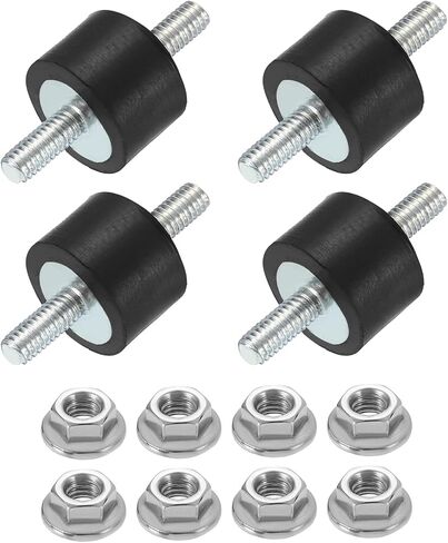 uxcell 4Pcs M6 x 18mm Rubber Mounts, 20 x 20mm Cylindrical Anti Vibration Isolator Studs Shock Absorber Double Studs with Nuts for Car Bobbin Generator Air Compressors in Saudi Arabia