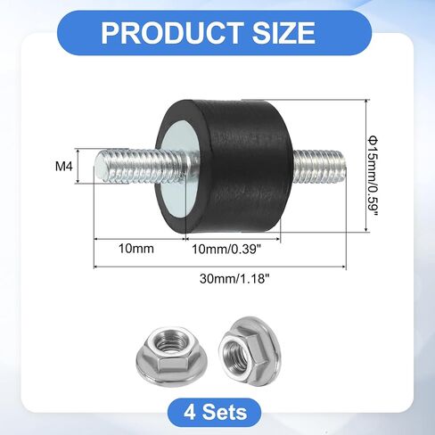 uxcell 4Pcs M6 x 18mm Rubber Mounts, 20 x 20mm Cylindrical Anti Vibration Isolator Studs Shock Absorber Double Studs with Nuts for Car Bobbin Generator Air Compressors in Saudi Arabia