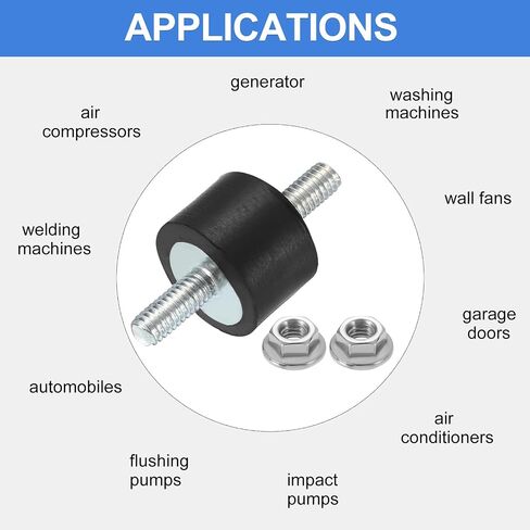 uxcell 4Pcs M6 x 18mm Rubber Mounts, 20 x 20mm Cylindrical Anti Vibration Isolator Studs Shock Absorber Double Studs with Nuts for Car Bobbin Generator Air Compressors in Saudi Arabia