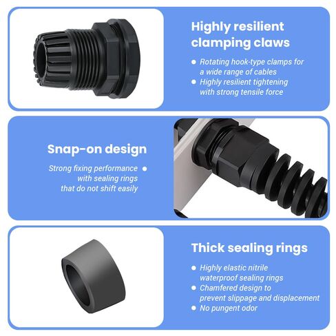 4pcs M27 موصل سلك الإغاثة ، PA66 NYLON FLEX FLUC SPORAL CABLAND ، موصل الكبلات القابل للتعديل 13-18 مم IP69 ، موصلات قبضة الكابل مع حشيات وقفل (أسود) in Saudi Arabia