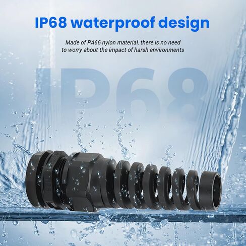 4pcs M27 موصل سلك الإغاثة ، PA66 NYLON FLEX FLUC SPORAL CABLAND ، موصل الكبلات القابل للتعديل 13-18 مم IP69 ، موصلات قبضة الكابل مع حشيات وقفل (أسود) in Saudi Arabia
