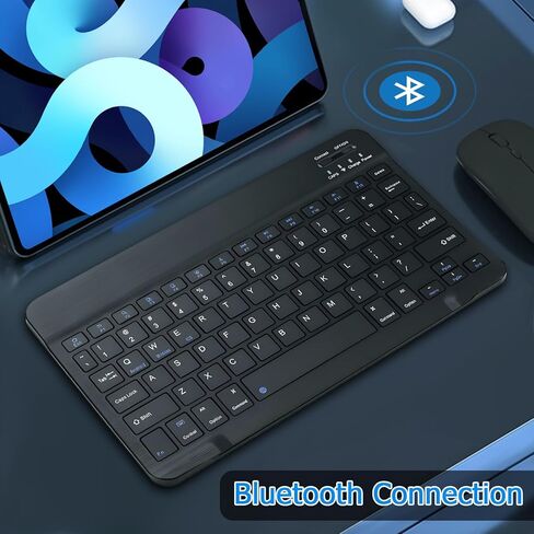 لوحة مفاتيح Bluetooth لجهاز iPad ، لوحة مفاتيح لاسلكية محمولة قابلة لإعادة الشحن لأجهزة اللوحات iPad ، متوافقة مع جميع أجهزة نظام iOS/Windows/Android in Kuwait