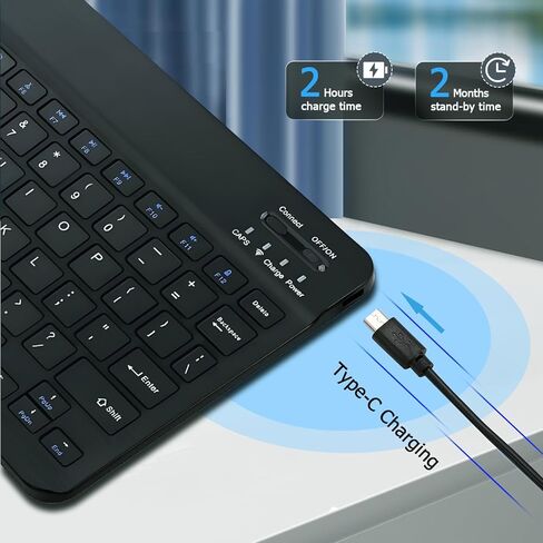 لوحة مفاتيح Bluetooth لجهاز iPad ، لوحة مفاتيح لاسلكية محمولة قابلة لإعادة الشحن لأجهزة اللوحات iPad ، متوافقة مع جميع أجهزة نظام iOS/Windows/Android in Kuwait