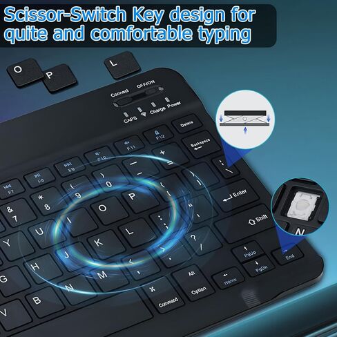 لوحة مفاتيح Bluetooth لجهاز iPad ، لوحة مفاتيح لاسلكية محمولة قابلة لإعادة الشحن لأجهزة اللوحات iPad ، متوافقة مع جميع أجهزة نظام iOS/Windows/Android in Kuwait