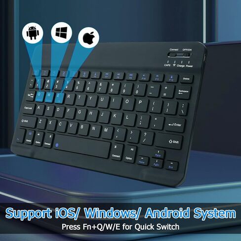 لوحة مفاتيح Bluetooth لجهاز iPad ، لوحة مفاتيح لاسلكية محمولة قابلة لإعادة الشحن لأجهزة اللوحات iPad ، متوافقة مع جميع أجهزة نظام iOS/Windows/Android in Kuwait