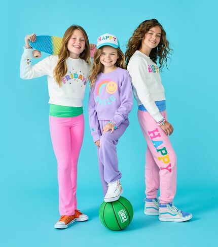 iscream Big Girls Softest Puff Fleece Crewneck Fun Graphic Sweatshirt - Chill Vibes Collection in Saudi Arabia