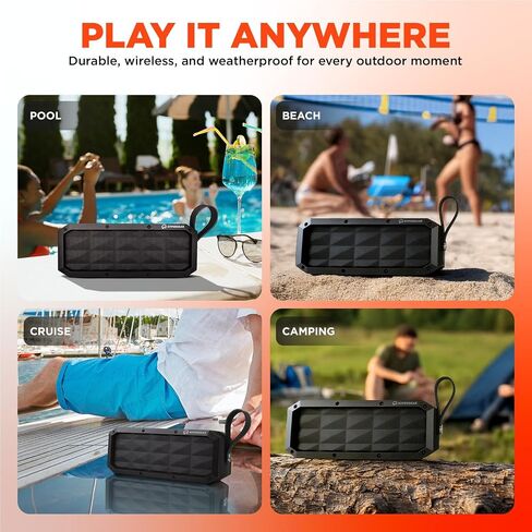 HyperGear Portable Bluetooth Speaker with Loud Boosted Bass HD Sound, BT5.4, LED Lights, Bluetooth Speaker Stereo Pairing Built-in Mic for Home/Outdoor/Party/Beach Birthday Gift in Kuwait