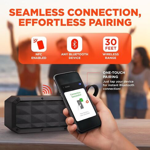 HyperGear Portable Bluetooth Speaker with Loud Boosted Bass HD Sound, BT5.4, LED Lights, Bluetooth Speaker Stereo Pairing Built-in Mic for Home/Outdoor/Party/Beach Birthday Gift in Kuwait