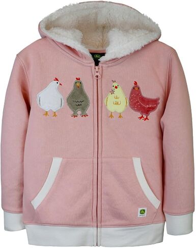 John Deere Pink Fleece Sherpa مبطن غطاء محرك السيارة Zip الأمامي من نوع Sweatshirt Sloyshirt أحجام 5 6 6x in Saudi Arabia