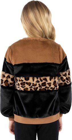 Speechless Girls' Long Sleeve Faux Fur Crewneck Color Block Top in Saudi Arabia