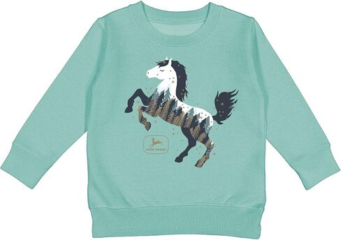 John Deere Toddler Girls Crew Neck Long Sleeve Horse Shirt مع لهجة بريق في الفيروز in Saudi Arabia
