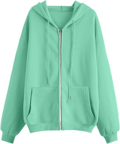 Teen Girls Cute Fleece Hoodies Jacket Basic Solid Color Zip up Sweatshirts Kids Fall Winter Casual Loose Fit Daily Outfits in Saudi Arabia