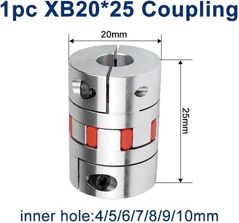 XB20*25 زوجين D20 L25 ثلاثة من الفك الألومنيوم البرقوق المرن موصل محرك مقرن مرن مقرنة مرنة 4/5/6/7/8/9/10 مم (6 × 8 ملم) in Saudi Arabia