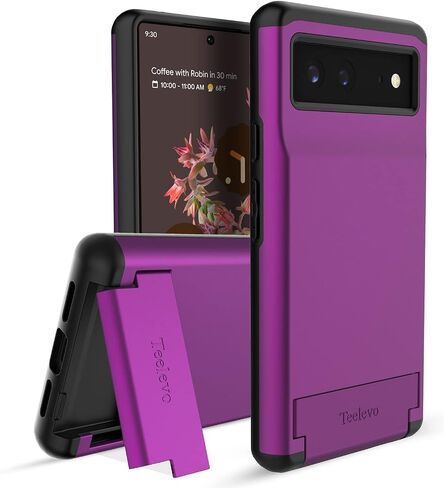 Dual Layer Wallet Case for Google Pixel 6, Protective Case with 3-Card Storage for Google Pixel 6 - Purple in Saudi Arabia