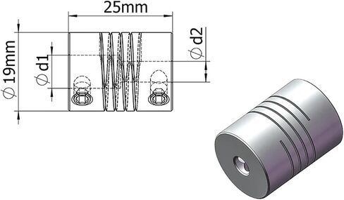 D19L25 الألومنيوم CNC Motor Jaw Gaw Conpler 5mm إلى 8mm اقتران مرن OD 19x25mm dropshipping 3/4/5/6/65/7/8/10mm 1pcs (3x6.35) in Saudi Arabia