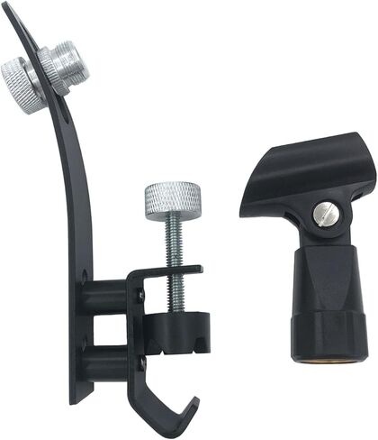 Drum Rim Microphone Clamp with Universal Shockproof Plastic Microphone Clip, Metal Adjustable Drum Rim Mic Mount Holder for Snare Tom Bass Drum Hoop Accessories in Saudi Arabia