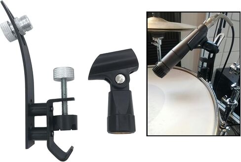 Drum Rim Microphone Clamp with Universal Shockproof Plastic Microphone Clip, Metal Adjustable Drum Rim Mic Mount Holder for Snare Tom Bass Drum Hoop Accessories in Saudi Arabia