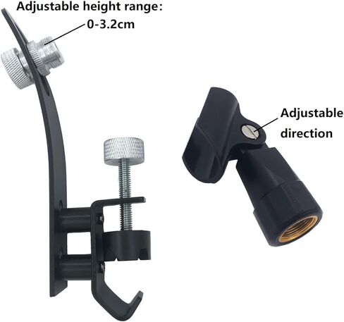 Drum Rim Microphone Clamp with Universal Shockproof Plastic Microphone Clip, Metal Adjustable Drum Rim Mic Mount Holder for Snare Tom Bass Drum Hoop Accessories in Saudi Arabia