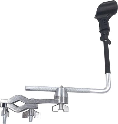 Drum Set Microphone Mount Holder, Drum Rack Mounting Clamp with L Shaped Mic Mount Arm Shock Mount Microphone Clip, Microphone Stand for Hi-Hat Cymbal Stand Percussion Drum Set in Saudi Arabia