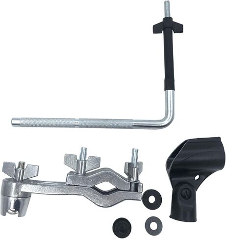 Drum Set Microphone Mount Holder, Drum Rack Mounting Clamp with L Shaped Mic Mount Arm Shock Mount Microphone Clip, Microphone Stand for Hi-Hat Cymbal Stand Percussion Drum Set in Saudi Arabia