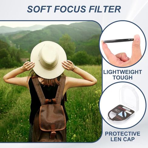 PATIKIL 43mm Mist Filter, Dreamy Soft Diffusion Filter Fog Effect Camera Lens Filter Slim Optical Glass with Lens Cap for Video Vlog Portrait Photography, Black in Saudi Arabia