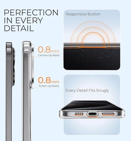 Magic John for iPhone 16 Pro Max Case [زر التحكم في الكاميرا] [متوافق مع Magsafe] الغطاء المقاوم للخدش ، مقاوم للصدمات العسكرية ، حالة هاتف مغناطيسي لـ iPhone 16 Pro Max 6.9 بوصة ، واضحة in Saudi Arabia